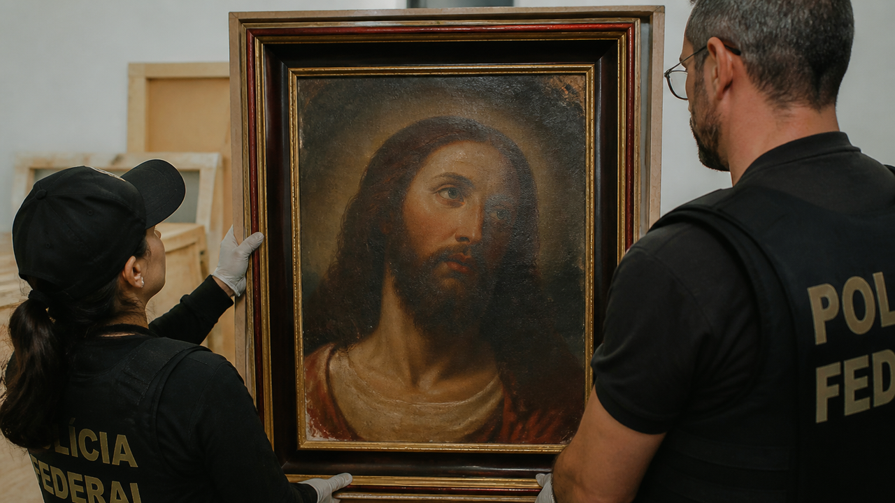 PF recupera pintura de Jesus Cristo considerada patrimônio do Peru no Rio de Janeiro