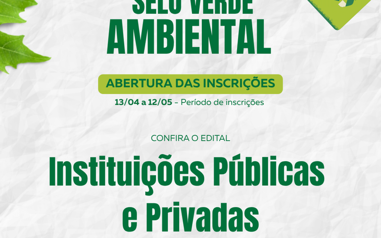 Inscrições abertas para o Selo Verde Ambiental 2026 em Alagoas