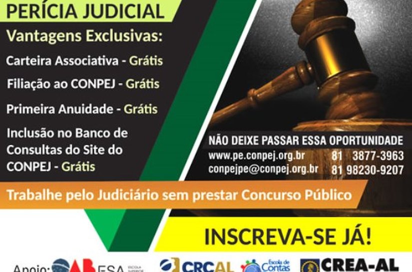 Abertas as inscrições do curso de Perícia Judicial em Arapiraca