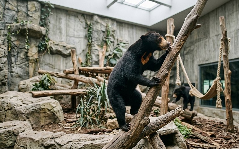 Ursos-do-sol mostram comportamento ativo no Zoológico de Moscou