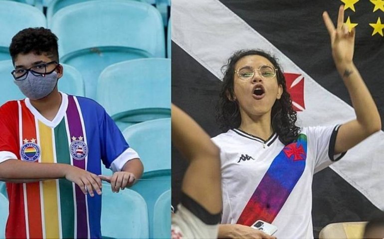 Uniformes LGBT+ de Bahia e Vasco são sucesso nas arquibancadas