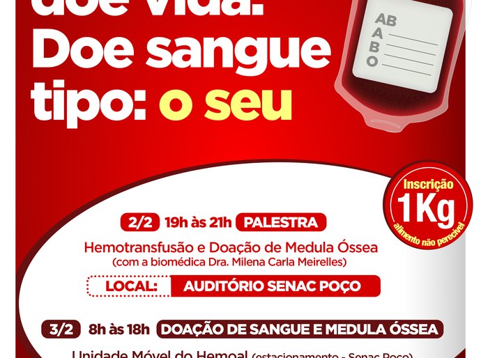“Hemotransfusão e Doação de Medula Óssea” é tema de palestra no Senac