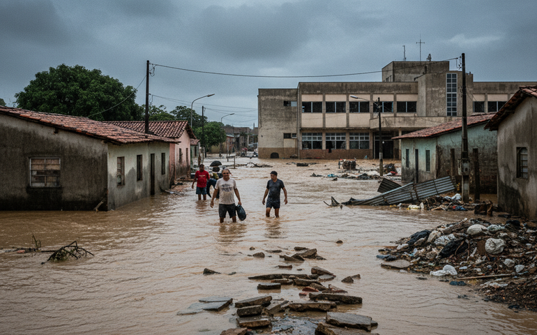 Chuva intensa causa alagamentos e destruição em cidades do interior da Bahia