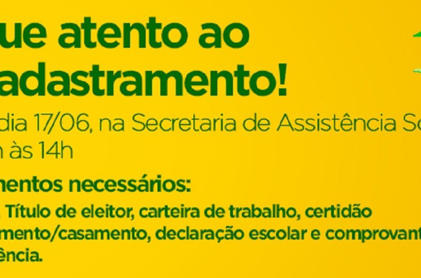 Marechal: Usuários do bolsa família devem fazer o recadastramento na Semas