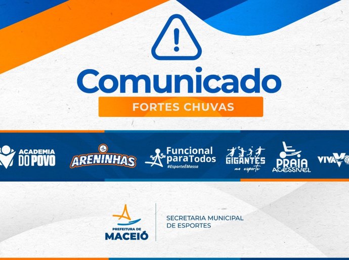 Atividades esportivas são suspensas em Maceió devido às fortes chuvas