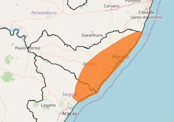 Inmet divulga alerta de chuvas para 58 municípios alagoanos