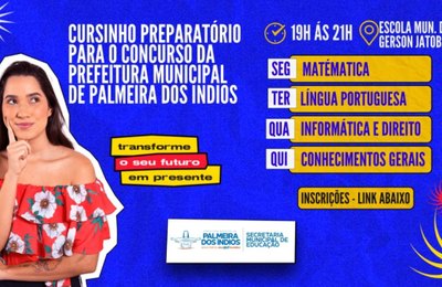 Prefeitura de Palmeira oferece Curso Preparatório Gratuito para Concurso Público