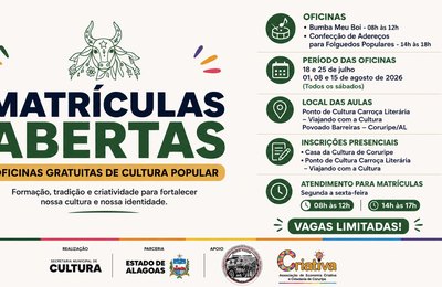 Coruripe abre inscrições para oficinas gratuitas de cultura popular no distrito de Barreiras