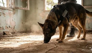 "Faro fino": cadela K9 Luna encontra drogas enterradas em casa abandonada no Manoel Teles, em Arapiraca