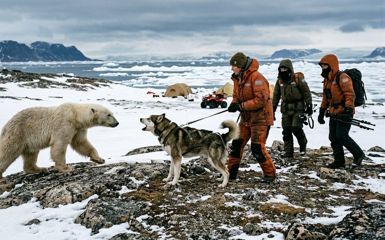 Cães de guarda protegem pesquisadores de ataque de urso-polar no Ártico