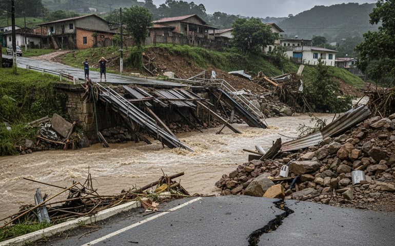 Chuva provoca alagamento e destruição em municípios do Rio; vias são interditadas