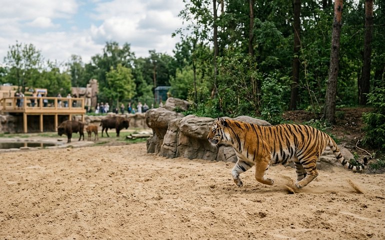 Animais do zoológico de Moscou exploram nova área com areia recém-instalada