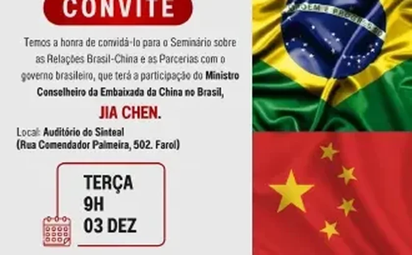 Inscrições abertas para Seminário sobre Relações Brasil-China/Cooperação