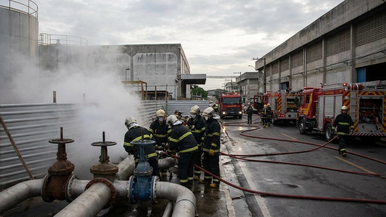 Bombeiros combatem vazamento de gás no Distrito Industrial de Manaus