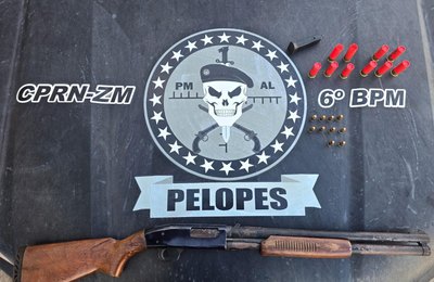 PM apreende espingarda de grosso calibre e cumpre mandado de prisão no interior de Alagoas