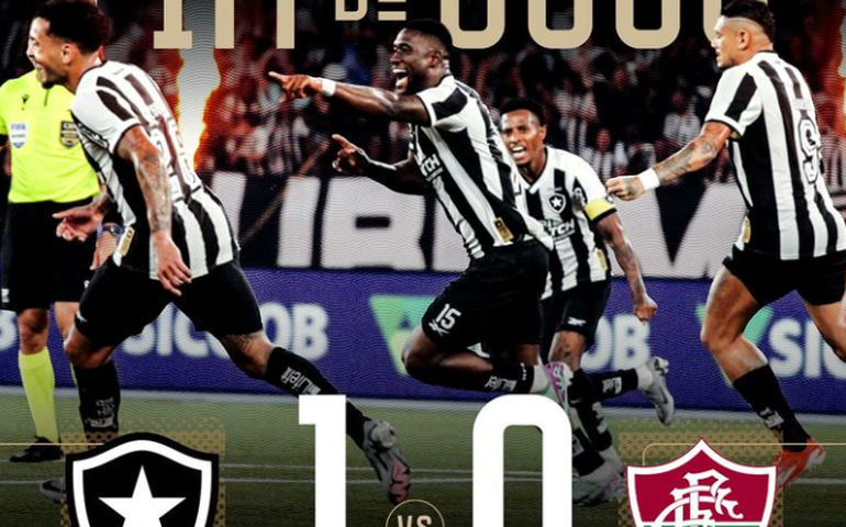 Botafogo desperdiça muitas chances, mas bate o Fluminense e dorme na liderança do Brasileirão