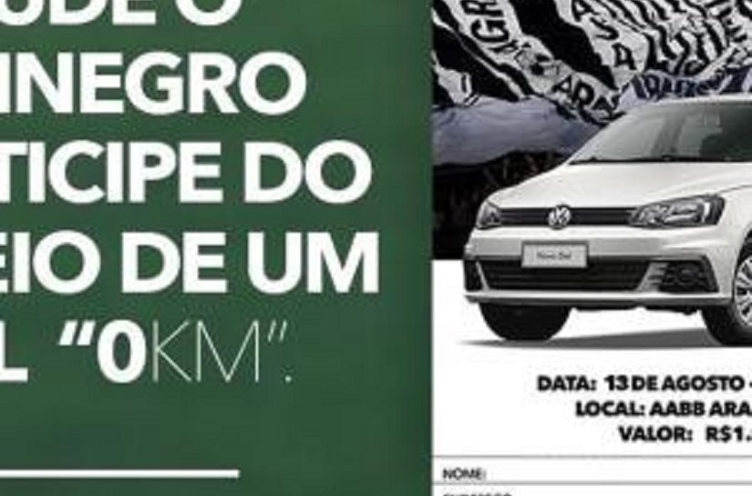 Diretoria alvinegra realiza sorteio de automóvel, neste sábado (13)