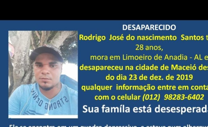 Rodrigo Santos foi diagnosticado com quadro depressivo e está desaparecido desde o dia 23