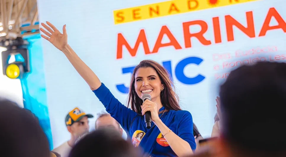Marina JHC fez discurso de forte tom político e afirmou não ter medo de enfrentar grupos que estão no poder em Alagoas há décadas. - Foto: Itawi Albuquerque/Assessoria