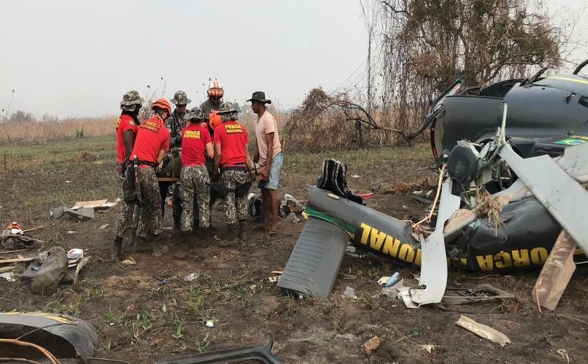 Helicóptero da Força Nacional cai no Pantanal; os 3 ocupantes sobreviveram