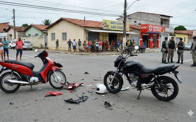 Colisão entre motos deixa ferido após condutor invadir contramão no bairro Jardim Tropical em Arapiraca