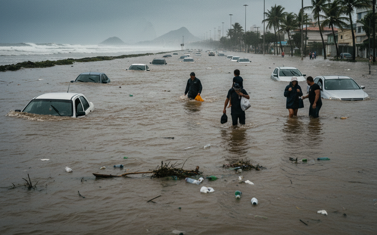 Chuva forte provoca alagamentos e transtornos no Rio de Janeiro