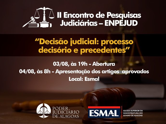 Esmal dará início ao II Encontro de Pesquisas Judiciárias em 3 de agosto