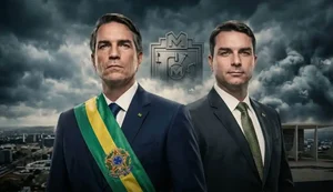 Jim Caviezel e Flávio bolsonaro. Fonte: Internet