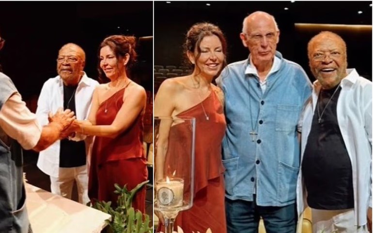 Martinho da Vila e Cleo Ferreira renovam votos de 30 anos de casamento em São Paulo