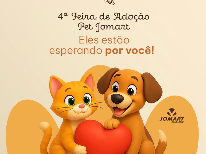 Feira de Adoção do Jomart Atacarejo promove novo lar para cães e gatos neste sábado
