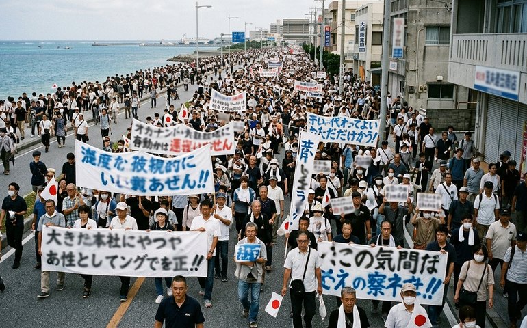 'Chega de política a mando dos EUA': protesto contra militarização reúne 36 mil japoneses