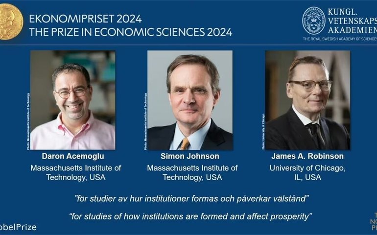 Nobel de Economia: trio é premiado por estudos sobre diferenças na prosperidade das nações