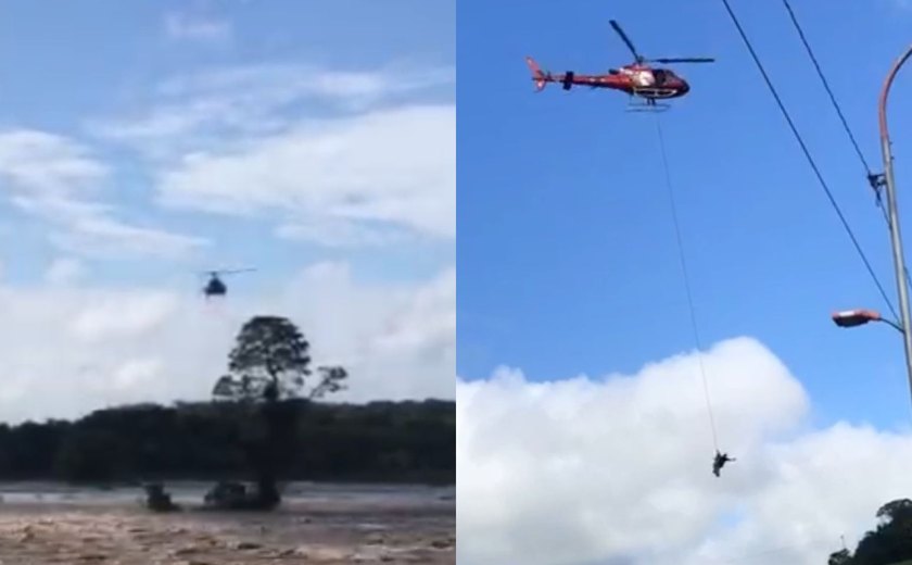 Vídeo: Homem é resgatado após cair no Rio Mundaú