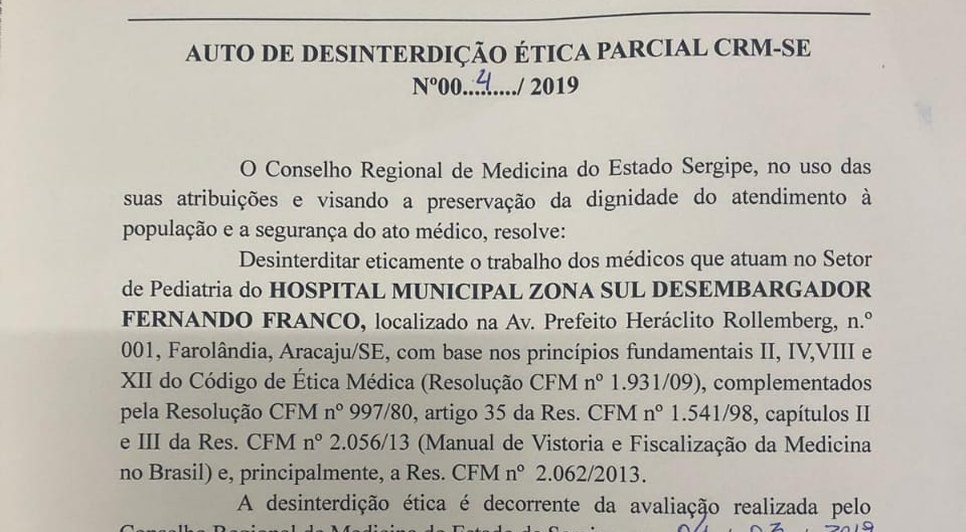 DESINTERDIÇÃO HOSPITAL