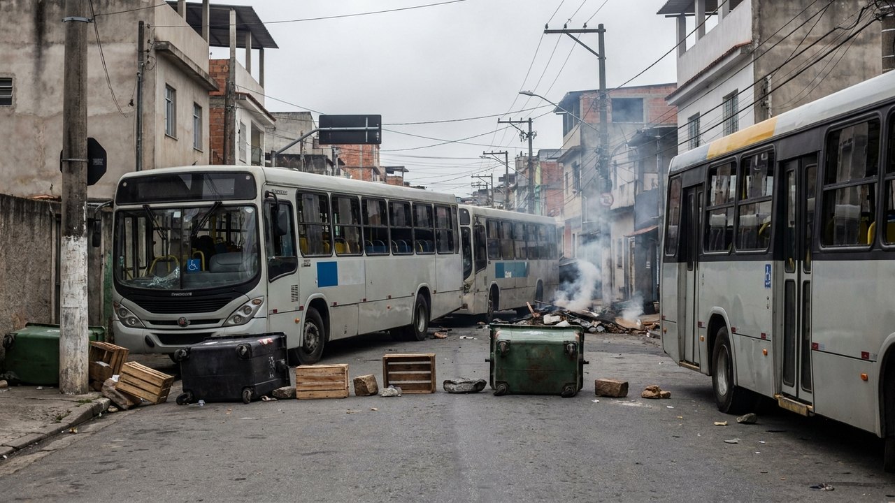 Criminosos tomam ônibus e usam como barricadas em retaliação à operação da PM na Vila Aliança