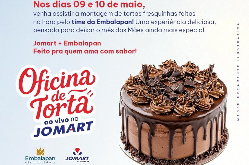 Oficina de Tortas promete experiência deliciosa com montagens ao vivo no Jomart Atacarejo