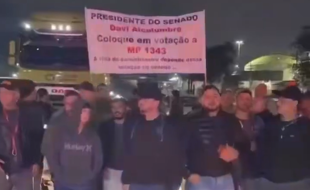 Caminhoneiros iniciaram paralisação no Porto de Santos nas primeiras horas desta segunda (13) / Foto: Reprodução