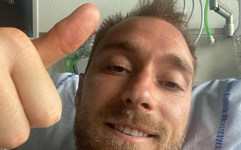 Eriksen publica foto no hospital e divulga mensagem de apoio: ‘Me sinto bem’