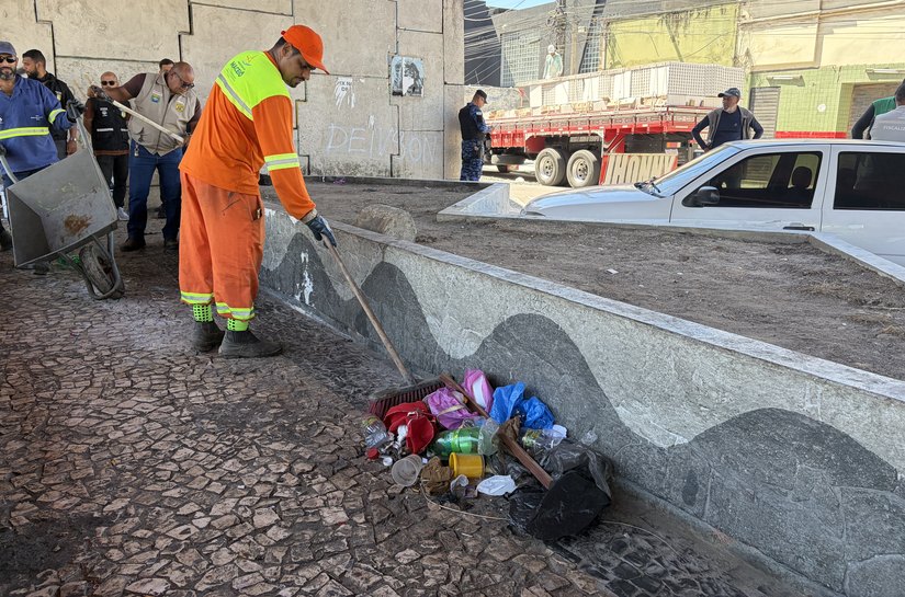 Segurança Cidadã realiza manutenção de ordenamento urbano na Praça do Bonfim