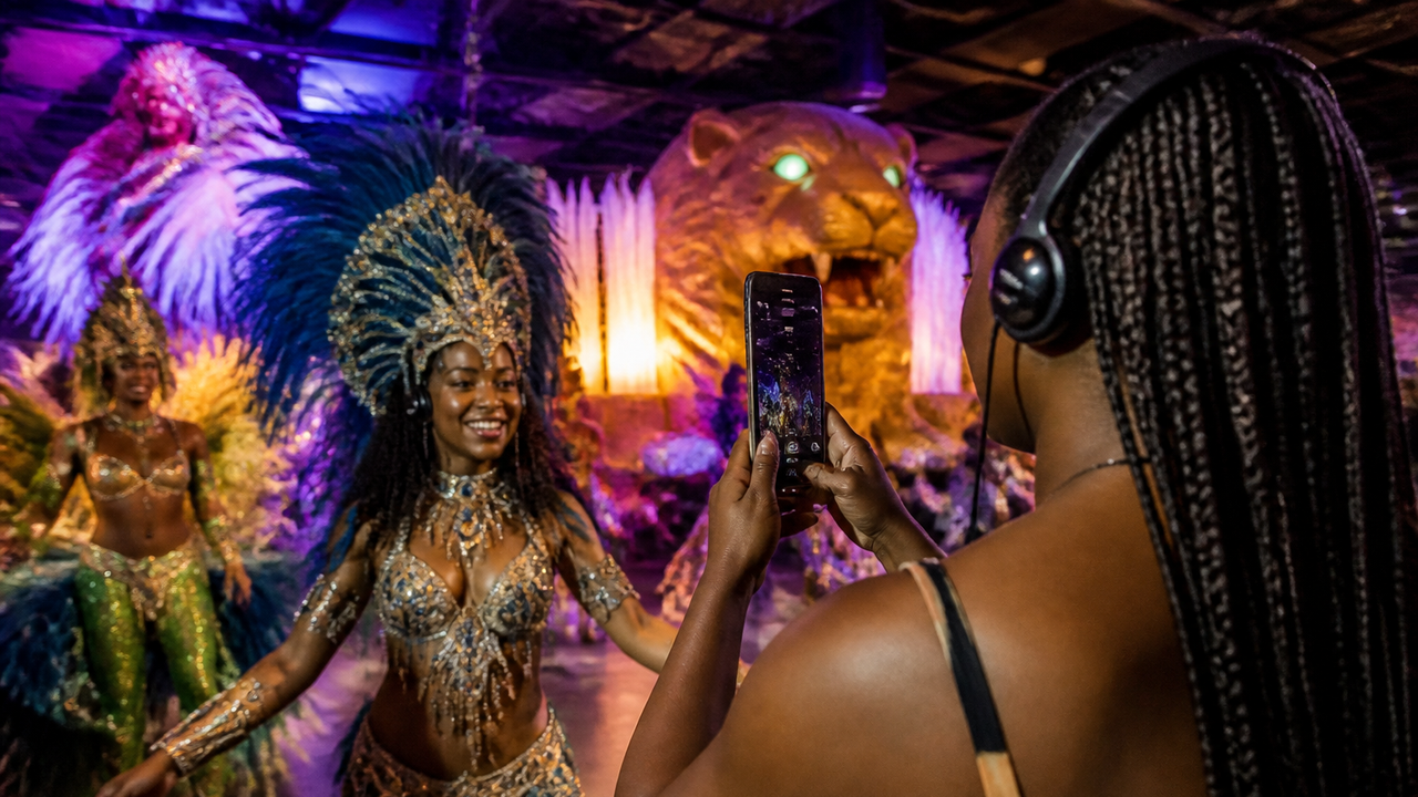 Exposição imersiva na Cidade do Samba faz o público vivenciar a história do Carnaval do Rio