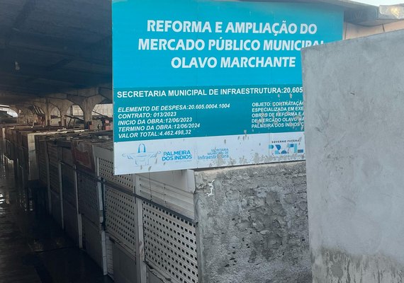 Mercado Público de Palmeira dos Índios segue com reforma paralisada: população cobra respostas sobre obra milionária