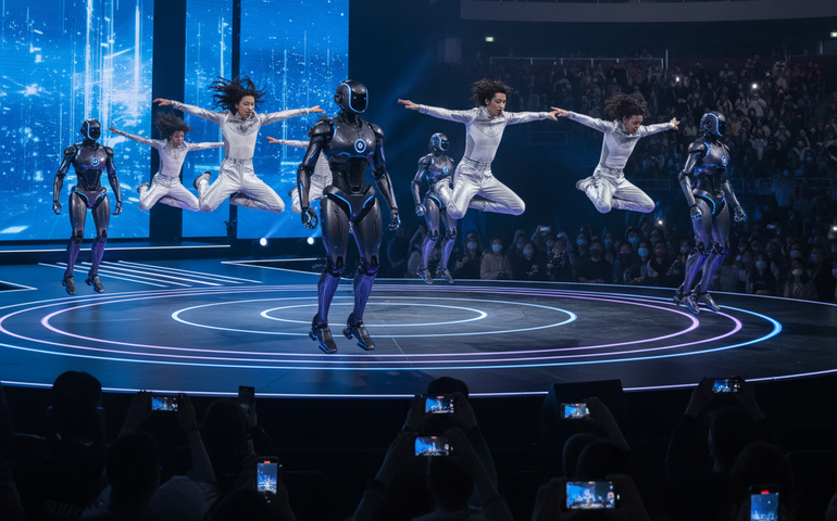 Máquinas dividem o palco com humanos em show futurista na China