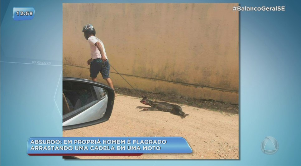 Homem é flagrado arrastando cadela em uma moto na cidade de Propriá