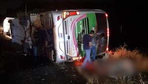 onibus-tombado / Foto: Foto: Reprodução Redes Sociais