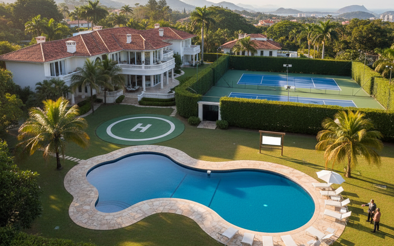 Piscina, heliponto e quadras: mansão de Renato Aragão com dívida de IPTU está à venda desde 2023; veja fotos