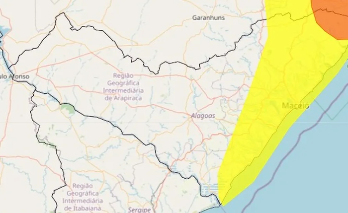 43 cidades estão sob alerta de chuvas até as 10 da manhã de quinta