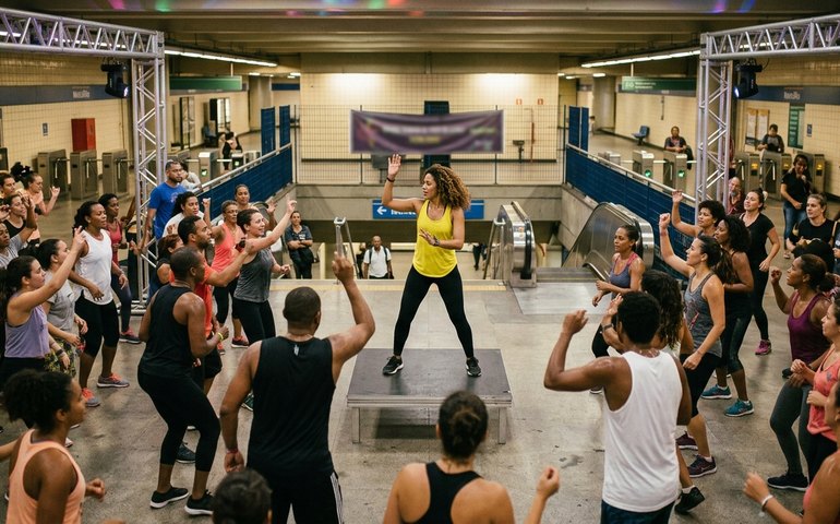 MetrôRio promove aulão de dança no clima do show da Shakira no Rio em estação de Copacabana