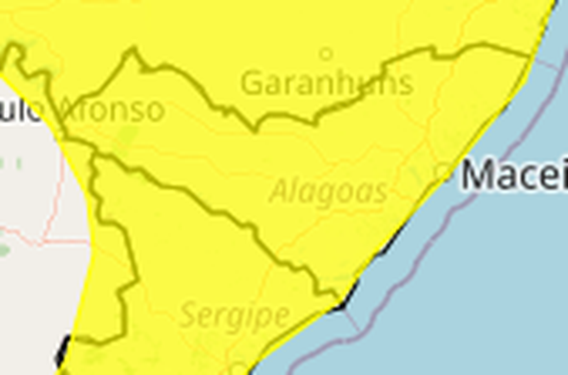 Inmet emite alerta de chuva intensa para todos os municípios de Alagoas