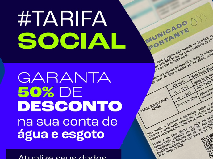 Tarifa Social: BRK inicia período de recadastramento para famílias de baixa renda