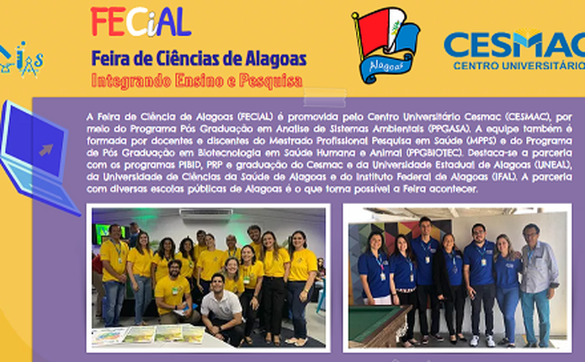 “Integrando Ensino e Pesquisa” é tema da Feira de Ciências de Alagoas promovida pelo Cesmac